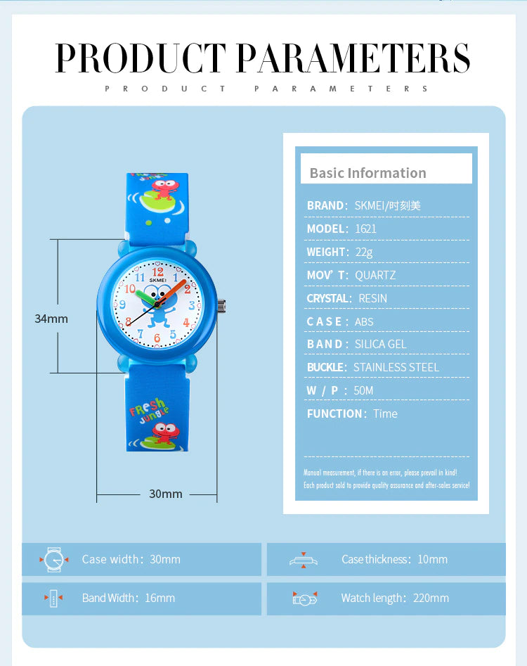 Montre SKMEI pour enfants, analogique, avec bracelet en silicone (1621)