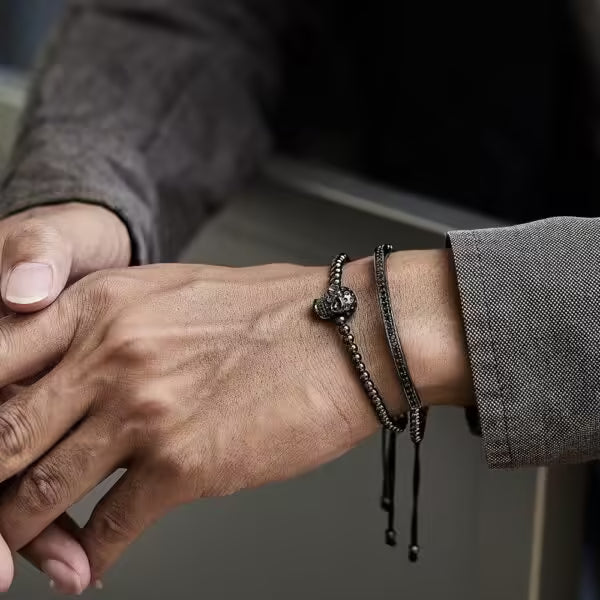 خرز شامبالا قابل للتعديل على شكل رأس جمجمة، 4 مم، قطعتين/مجموعة (EGBT281) 