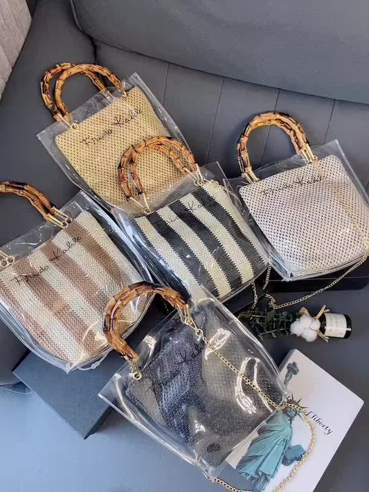 Slub Handle Transparent Women Shoulder Bag (EGB202)