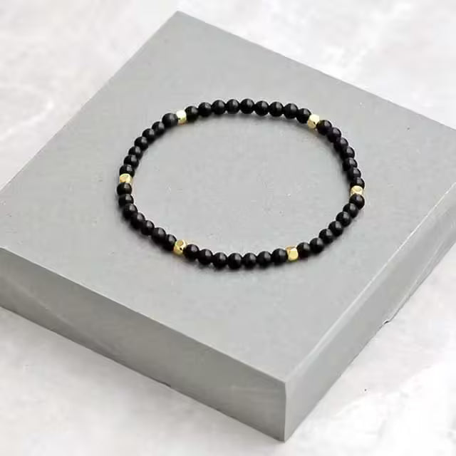 Small Gold & Black Beads Bracelet (EGBT101)