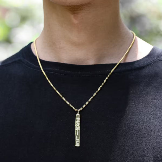 Collier unisexe avec pendentif rectangulaire « SMILE » (EGN126)