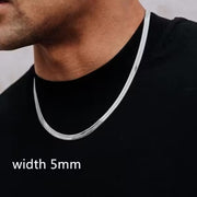 Collier homme simple en acier inoxydable argenté, motif serpent, 5 mm (EGN148)