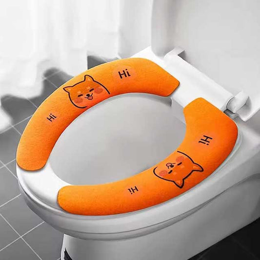 Soft Cartoon Washable Toilet Seat Pad – Universal WC Warmer Cushion, Sticky Lid Cover, 1/4 Pcs Bathroom Seat Cover
