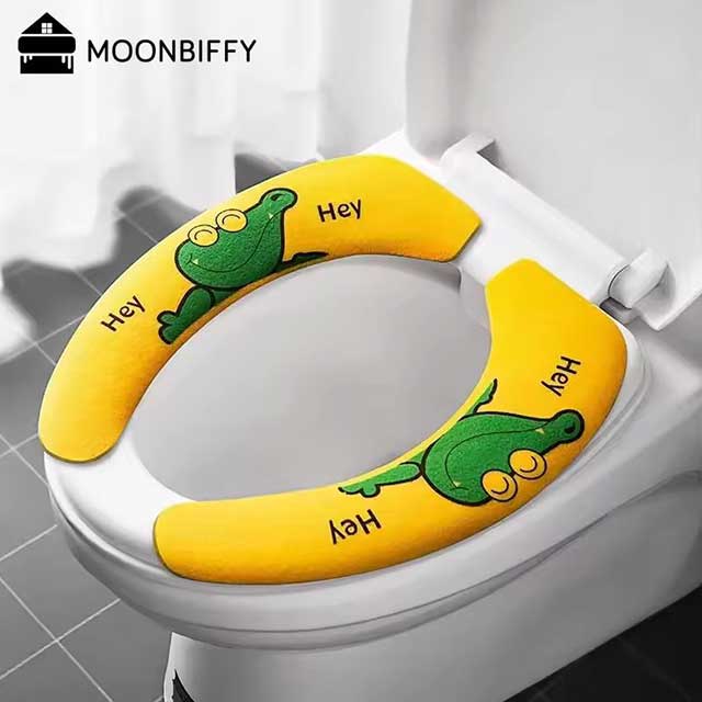 Soft Cartoon Washable Toilet Seat Pad – Universal WC Warmer Cushion, Sticky Lid Cover, 1/4 Pcs Bathroom Seat Cover