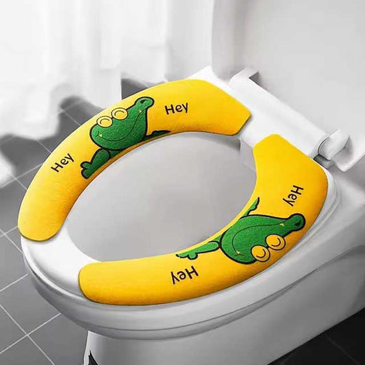 Soft Cartoon Washable Toilet Seat Pad – Universal WC Warmer Cushion, Sticky Lid Cover, 1/4 Pcs Bathroom Seat Cover