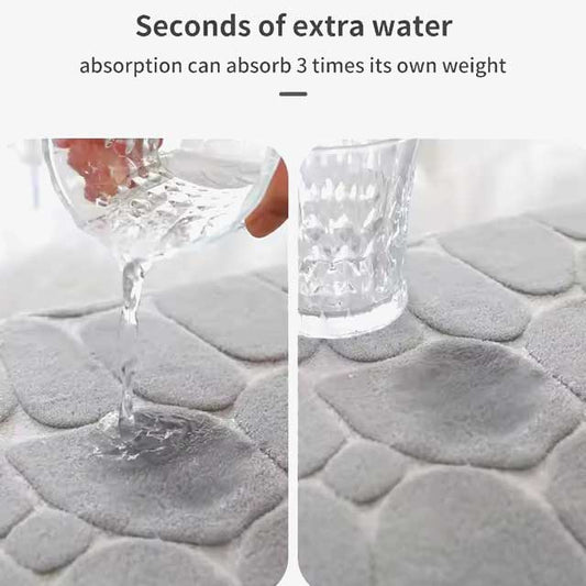 Non-Slip Cobblestone Embossed Memory Foam Bath Mat Rug for Bathroom, Shower Room, Wash Basin & Bathtub – Soft Floor Doormat