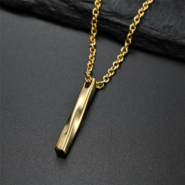 spiral 3d rectangle pendant unisex stainless steel necklace egn063 gallery img 1