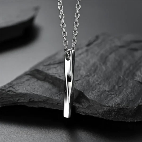spiral 3d rectangle pendant unisex stainless steel necklace egn063 gallery img 2