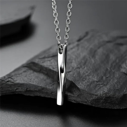 spiral 3d rectangle pendant unisex stainless steel necklace egn063 gallery img 2