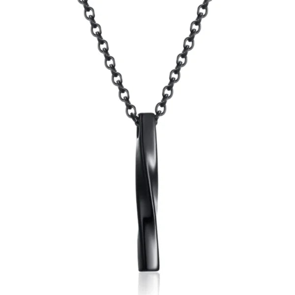spiral 3d rectangle pendant unisex stainless steel necklace egn063 gallery img 5