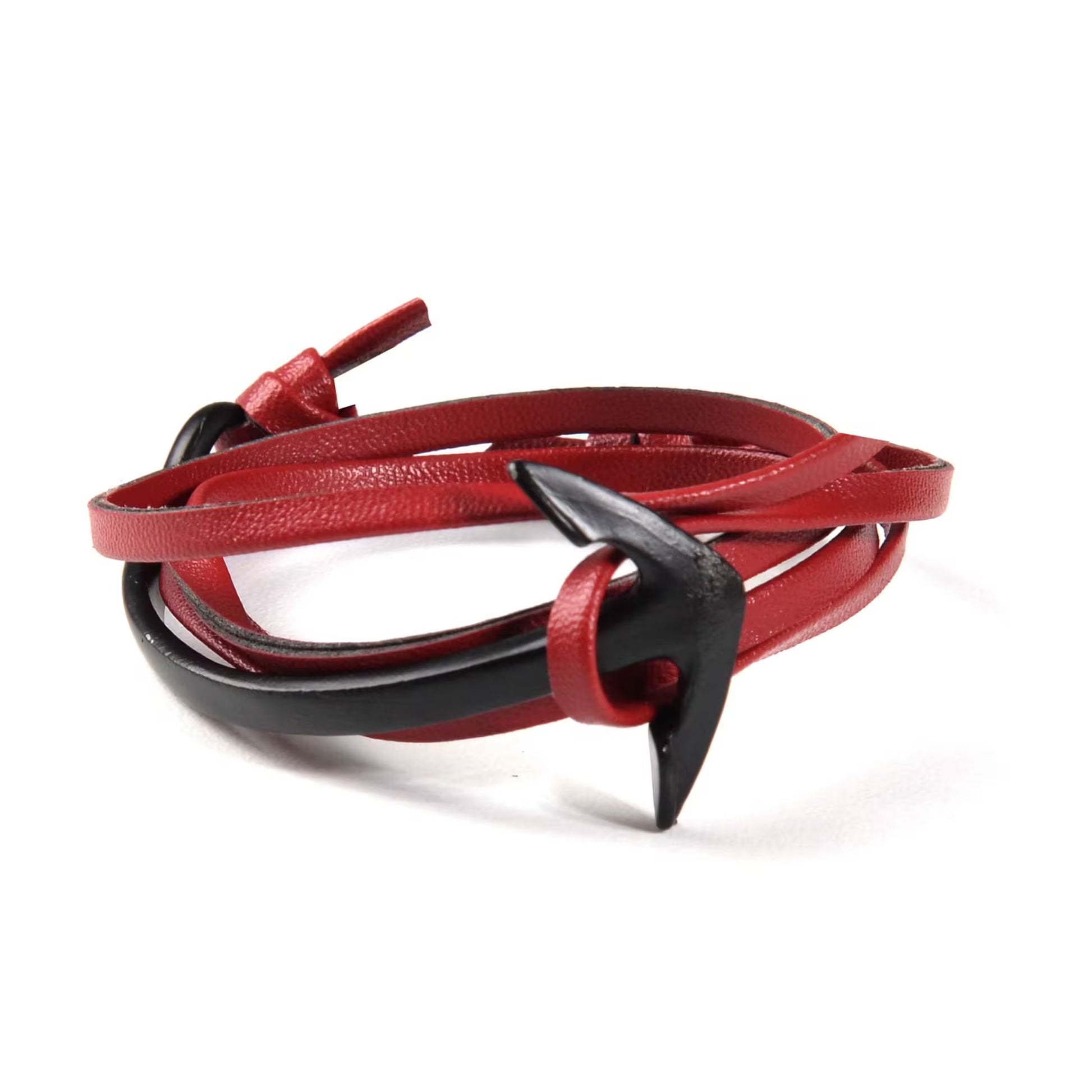 Bracelet en corde de cuir à ancre spirale (EGBT306)