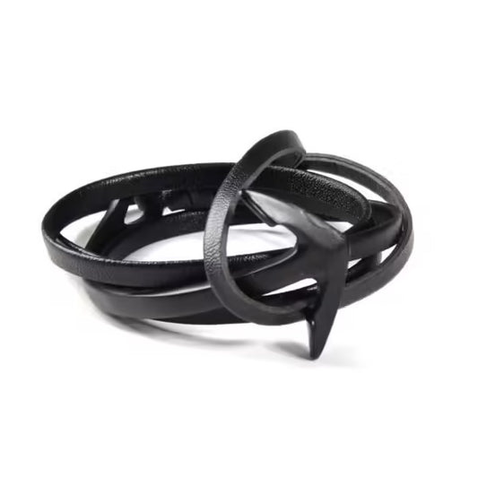 Bracelet en corde de cuir à ancre spirale (EGBT306)