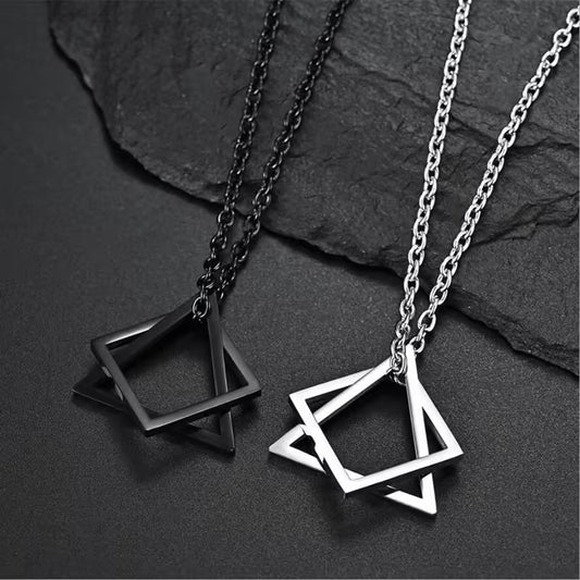 Collier homme carré x triangle en acier (EGN112)