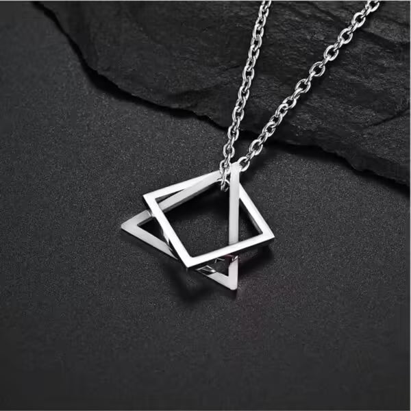 Collier homme carré x triangle en acier (EGN112)