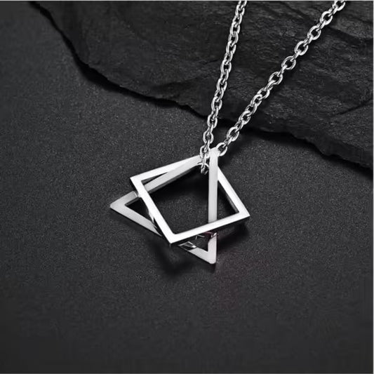 Collier homme carré x triangle en acier (EGN112)