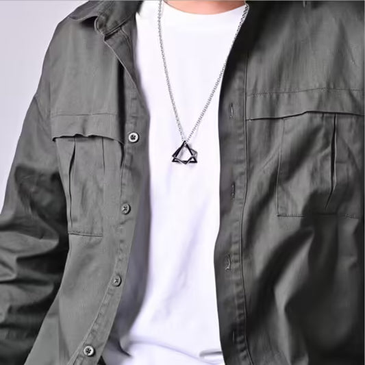 Collier homme carré x triangle en acier (EGN112)