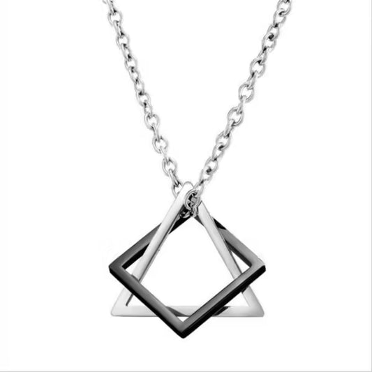 Collier homme carré x triangle en acier (EGN112)