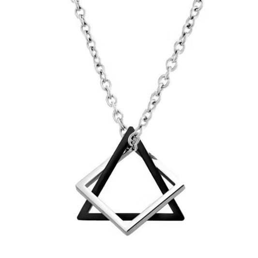 Collier homme carré x triangle en acier (EGN112)