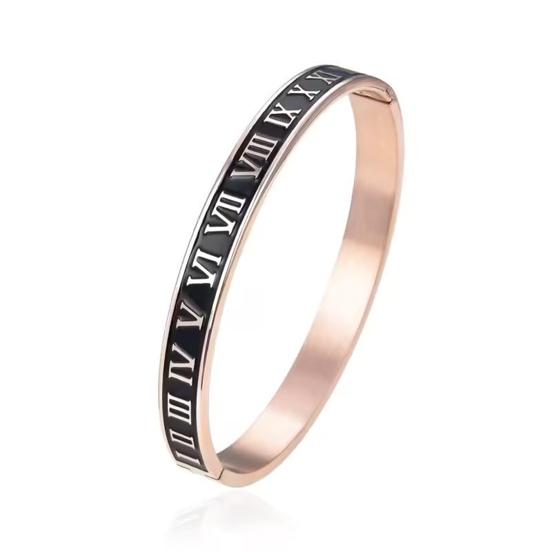 Bracelet en acier inoxydable avec chiffres romains, largeur 6 mm et 8 mm (EGBT355)