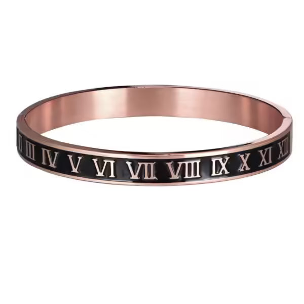 Stainless Steel Metal Roman Numbers 6mm & 8mm Width Bangle (EGBT355)