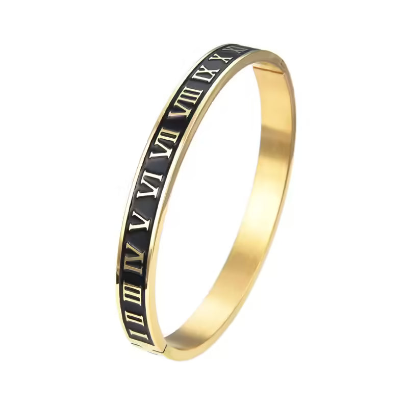 Bracelet en acier inoxydable avec chiffres romains, largeur 6 mm et 8 mm (EGBT355)