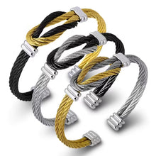 Stainless Steel Twisted Cable Wire Cuff Bracelets (EGBT157)