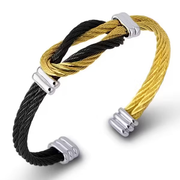 Stainless Steel Twisted Cable Wire Cuff Bracelets (EGBT157)