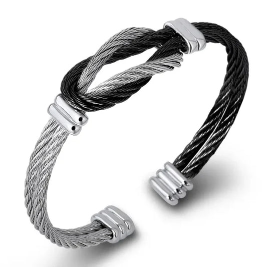 Bracelets manchettes en fil d'acier inoxydable torsadé (EGBT157)