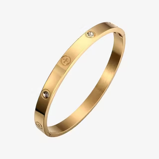 سوار نسائي من الفولاذ المقاوم للصدأ مرصع بالزركون (EGBT354)