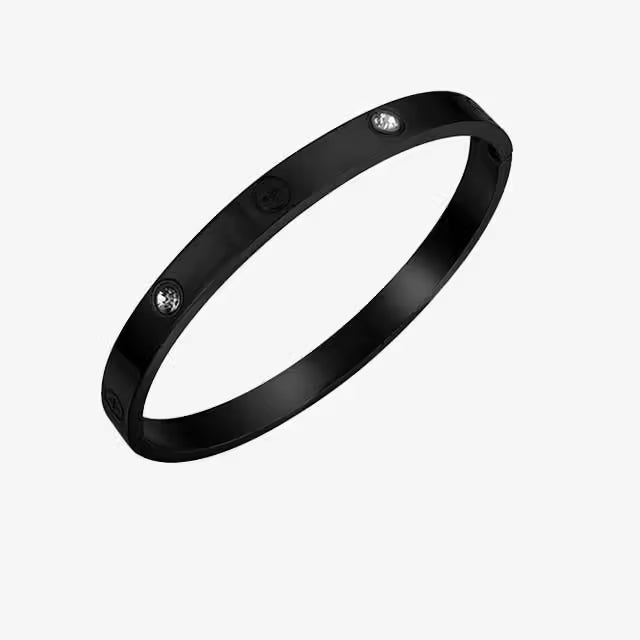 Bracelet jonc femme en acier inoxydable et zircon (EGBT354)