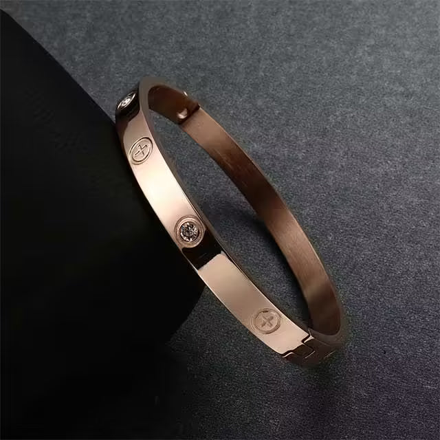 Bracelet jonc femme en acier inoxydable et zircon (EGBT354)