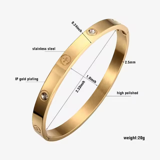 سوار نسائي من الفولاذ المقاوم للصدأ مرصع بالزركون (EGBT354)