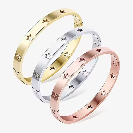 سوار نسائي من الفولاذ المقاوم للصدأ على شكل نجوم (EGBT326) 