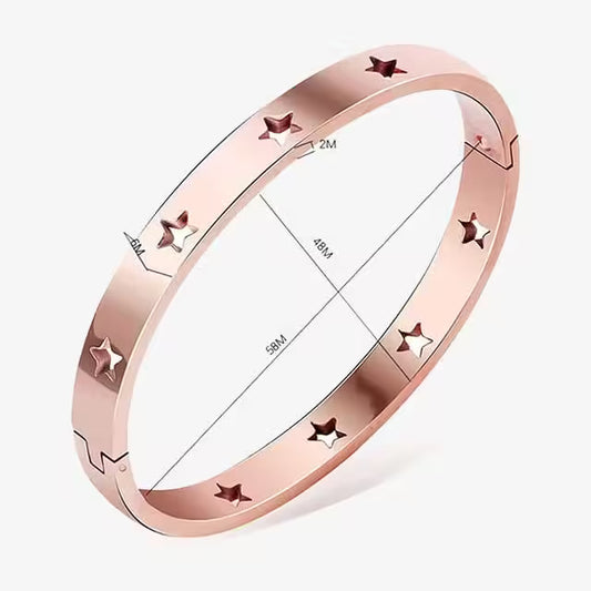 سوار نسائي من الفولاذ المقاوم للصدأ على شكل نجوم (EGBT326) 