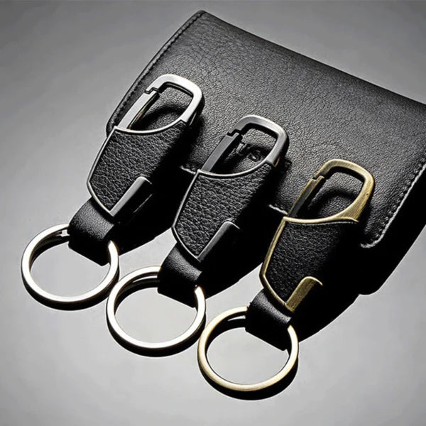 Porte-clés en acier et cuir (m2)