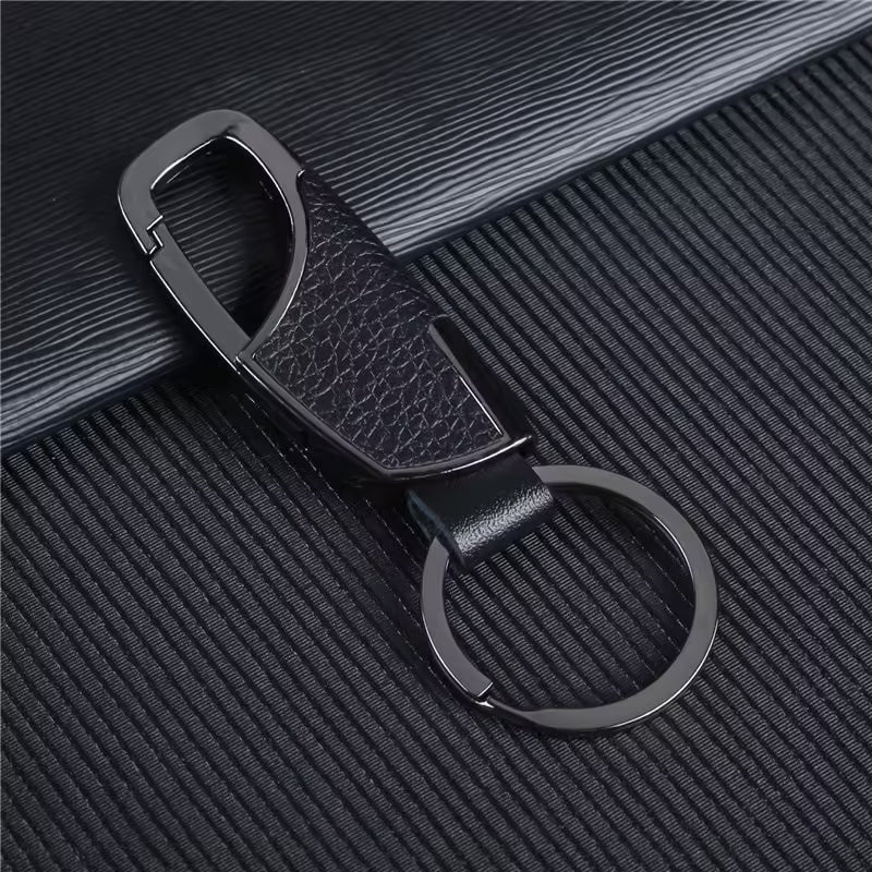 Porte-clés en acier et cuir (m2)