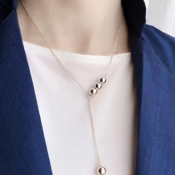 Strand Bead Silver Color Link Women Chain (EGN088)