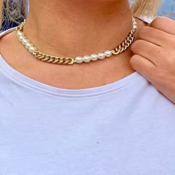 Strand Bead Gold Color Link Women Chain (EGN213)