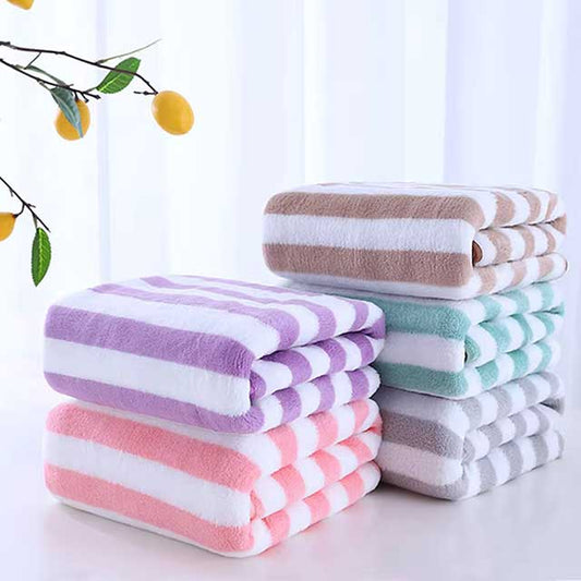 35x75cm Stripes Absorbent Quick-Drying Bath Towel Set – Soft Microfiber Face & Hand Towels for Adults, Bathroom, Swim & Pool Use (2022)