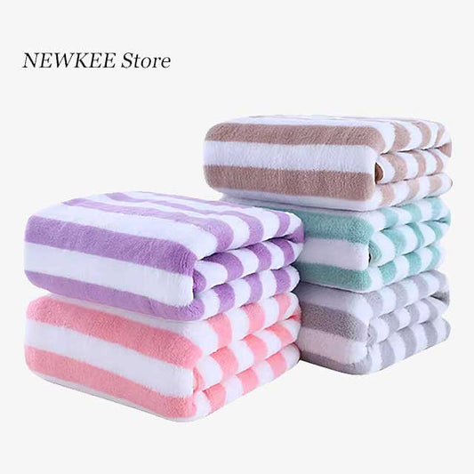35x75cm Stripes Absorbent Quick-Drying Bath Towel Set – Soft Microfiber Face & Hand Towels for Adults, Bathroom, Swim & Pool Use (2022)