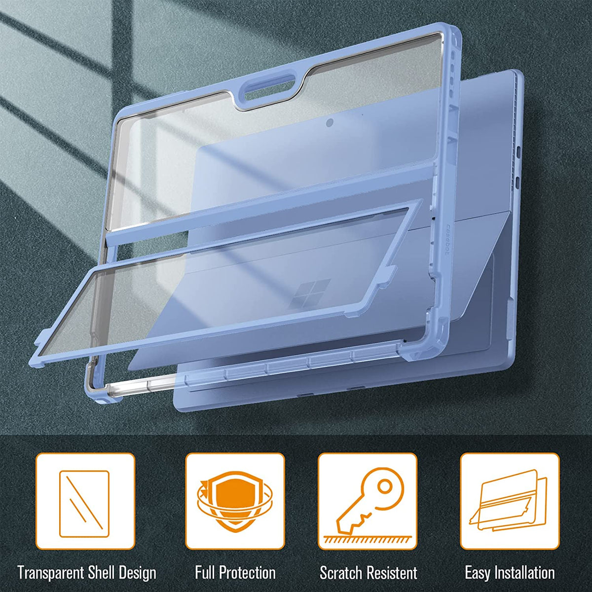 حافظة Fintie Folio لجهاز Microsoft Surface Pro 11 / 10 / 9 مع مسند مدمج – غطاء حماية نحيف