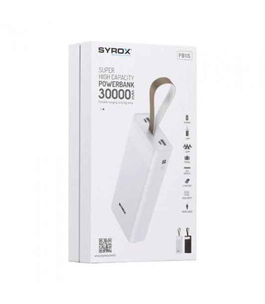 Batterie externe Syrox 30 000 mAh avec indicateur LED