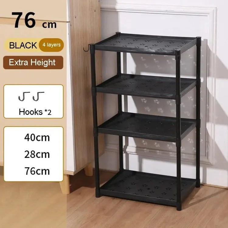 Étagère de rangement en plastique à 4 niveaux avec roulettes – Meuble de rangement mobile multi-usage pour cuisine, salle de bain et buanderie