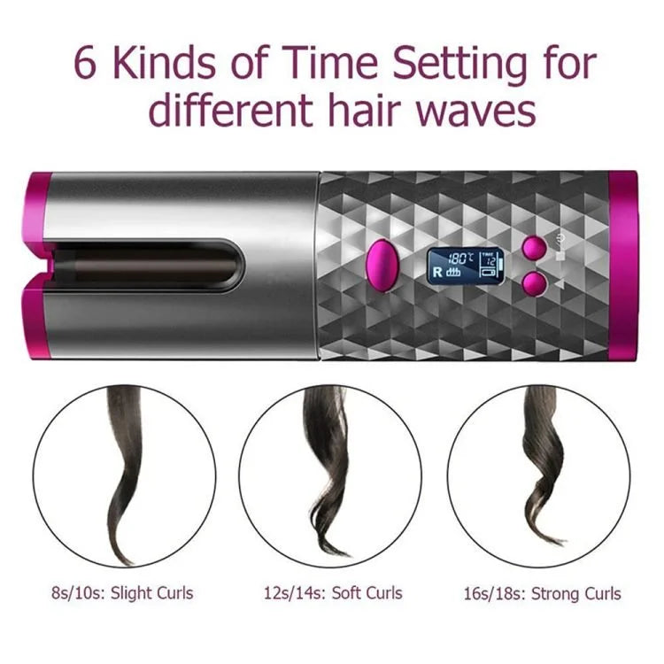 Fer à boucler automatique sans fil – Rechargeable par USB pour des boucles et des ondulations sans effort avec écran LCD