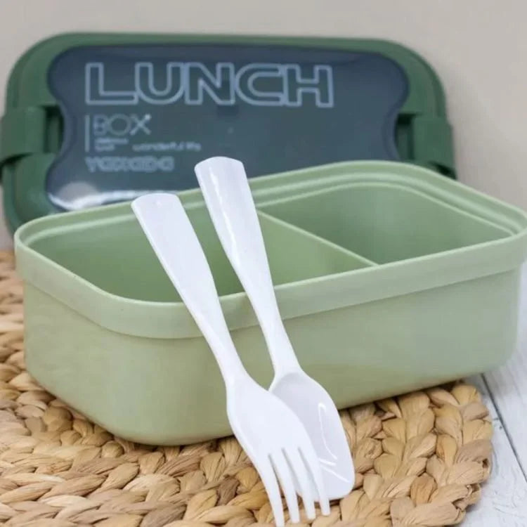 800ml Bento Lunch Box with Cutlery – 2 Compartment Food Storage Container for School, Office & Picnic