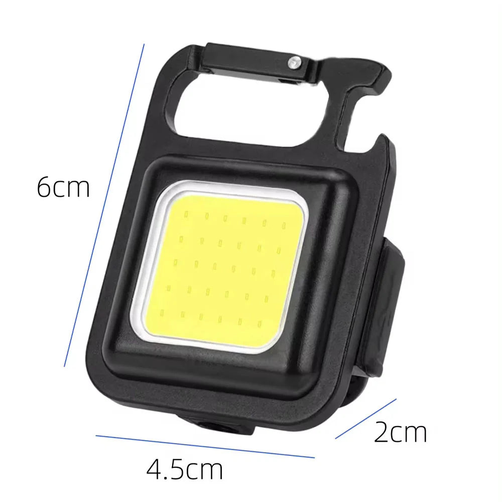 USB Rechargeable COB LED Keychain Flashlight – Portable Mini Work Light with Keyring for Camping, Emergency, Car Repair & Outdoor Use