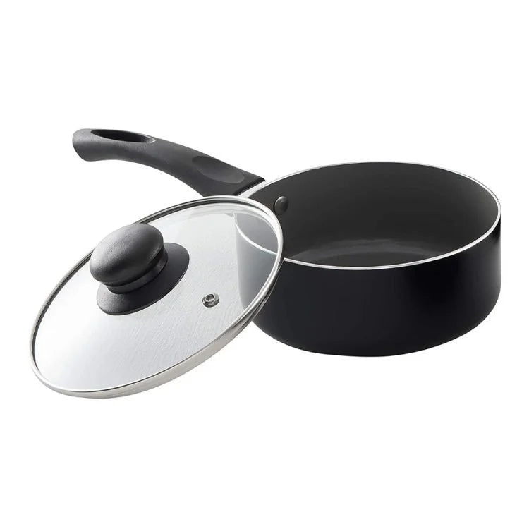 Batterie de cuisine 7 pièces en aluminium antiadhésif – Casseroles, faitouts et poêle avec couvercles en verre