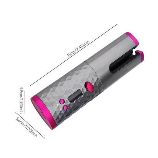 Cordless Automatic Hair Curler – USB Rechargeable Wireless Curling Iron for Effortless Curls & Waves with LCD Display