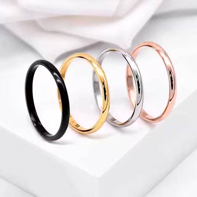Bague unisexe fine en acier inoxydable (EGR038) 