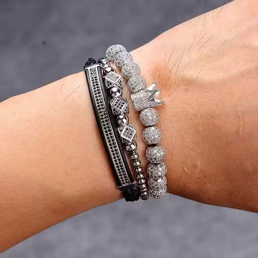 مجموعة من ثلاث قطع من أساور شامبالا قابلة للتعديل (EGBT204)